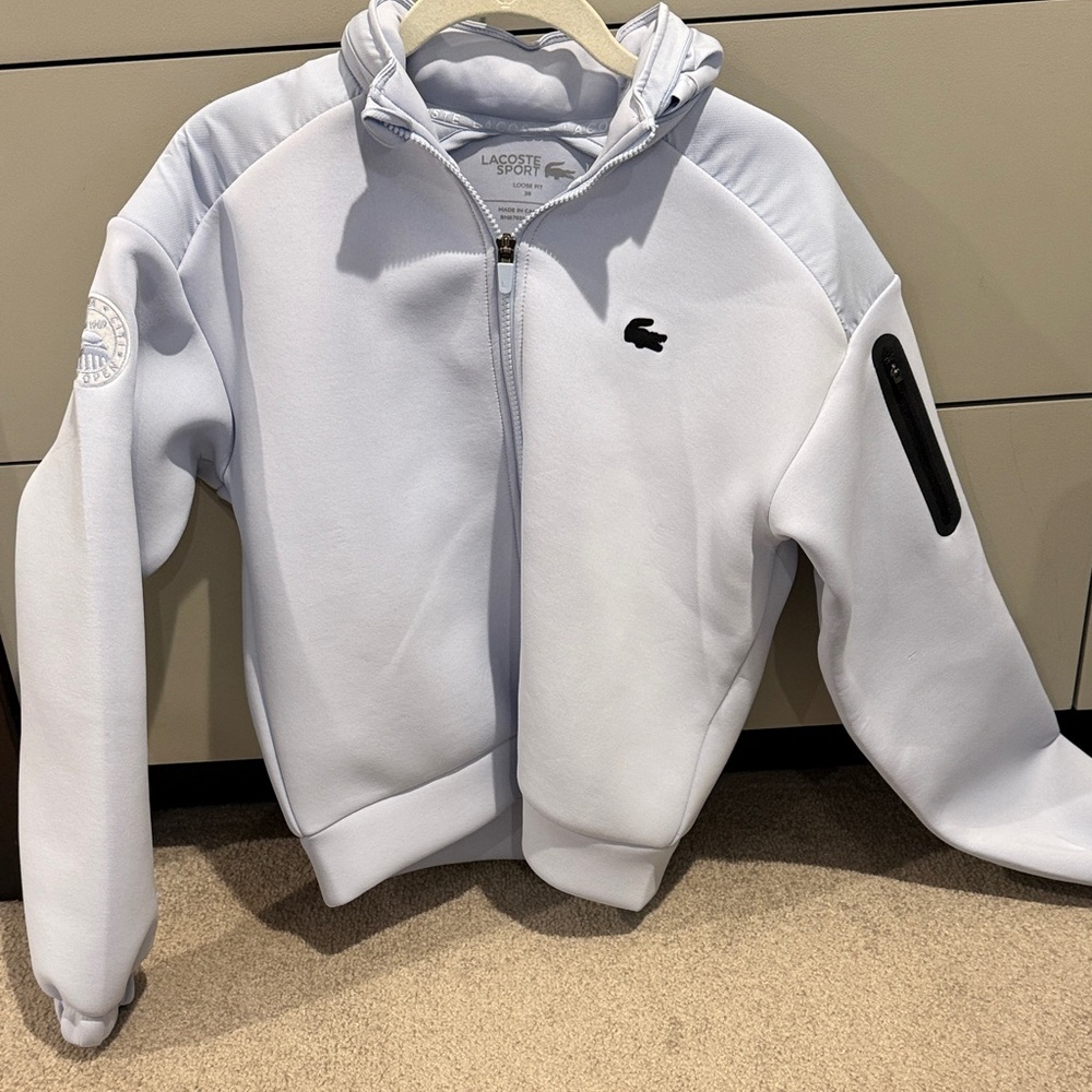 Lacoste Sport Light Blue Zip-Up Jacket with hood Mubadala Open size 38